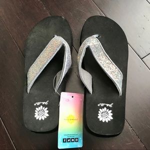Yellow Box Glitter Flip Flops